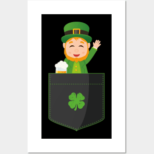 Pocket Leprechaun Funny St Patricks Day Posters and Art